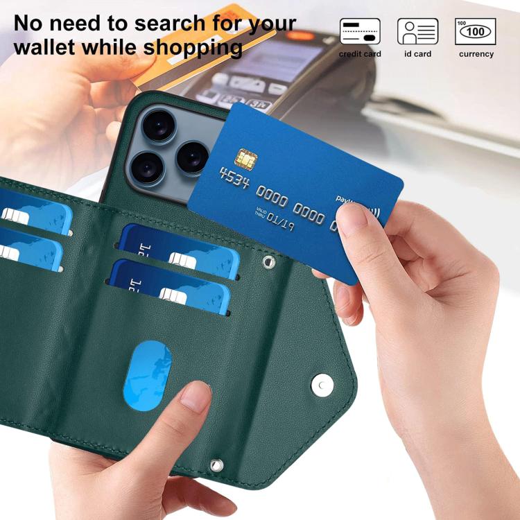 Rhombic Texture Card Bag RFID Phone Case with Long Lanyard