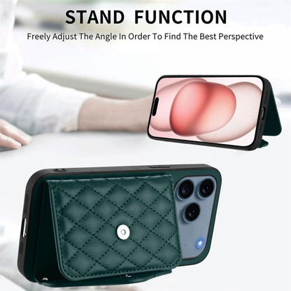 Rhombic Texture Card Bag RFID Phone Case with Long Lanyard