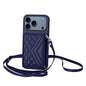 Rhombic Texture Card Bag RFID Phone Case with Long Lanyard