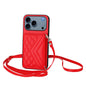 Rhombic Texture Card Bag RFID Phone Case with Long Lanyard