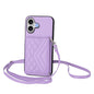 Rhombic Texture Card Bag RFID Phone Case with Long Lanyard