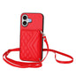 Rhombic Texture Card Bag RFID Phone Case with Long Lanyard