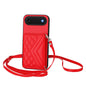 Rhombic Texture Card Bag RFID Phone Case with Long Lanyard