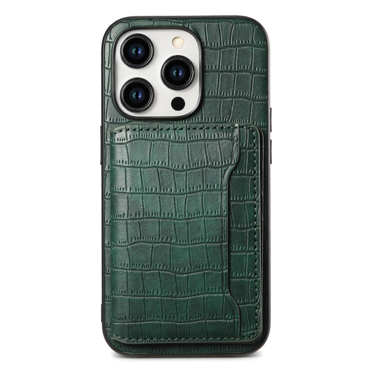 Crocodile Texture Card Bag Design Full Coverage Phone Case