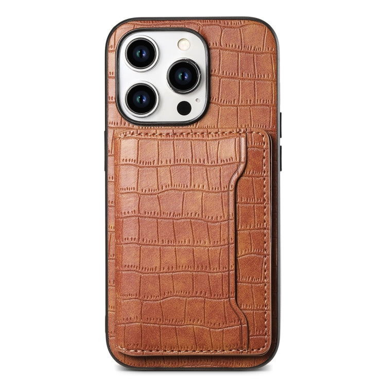 Crocodile Texture Card Bag Design Full Coverage Phone Case