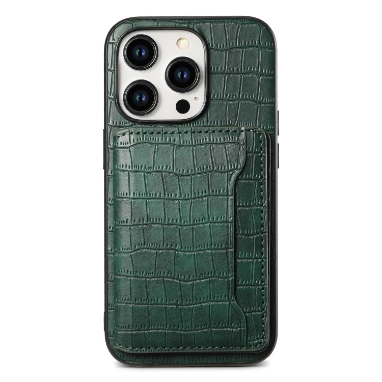 Crocodile Texture Card Bag Design Full Coverage Phone Case