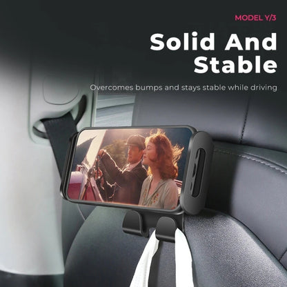 For Tesla Model 3 / Y Car Rear Seat Phone Tablet Holder, Bracket Base, Base + Phone Bracket