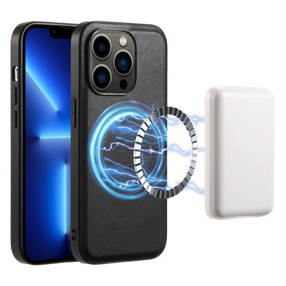 Denior Cowhide Texture Leather MagSafe Phone Case