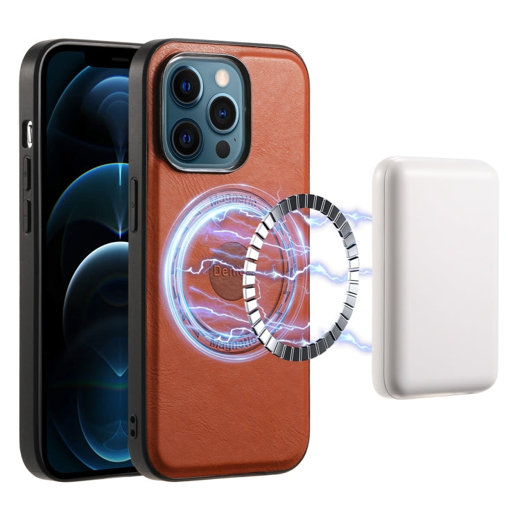 Denior Cowhide Texture Leather MagSafe Phone Case