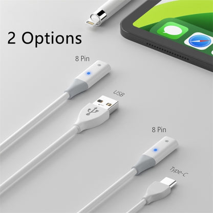 For Apple Pencil 1 USB-C / Type-C to 8 Pin Stylus Charging Cable with Indicator Light