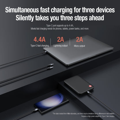 Nillkin Swift Pro 1m 3 in 1 USB to 8 Pin + Type-C + Micro USB Fast Charging Cable