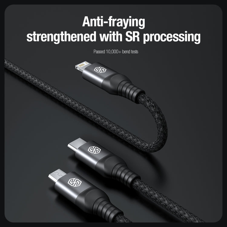 Nillkin Swift Pro 1m 3 in 1 USB to 8 Pin + Type-C + Micro USB Fast Charging Cable