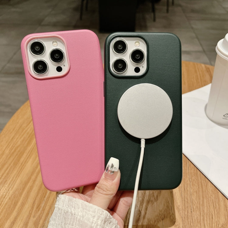Pure Color Leather Magsafe Magnetic Phone Case