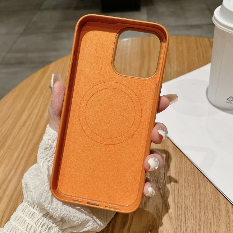 Pure Color Leather Magsafe Magnetic Phone Case