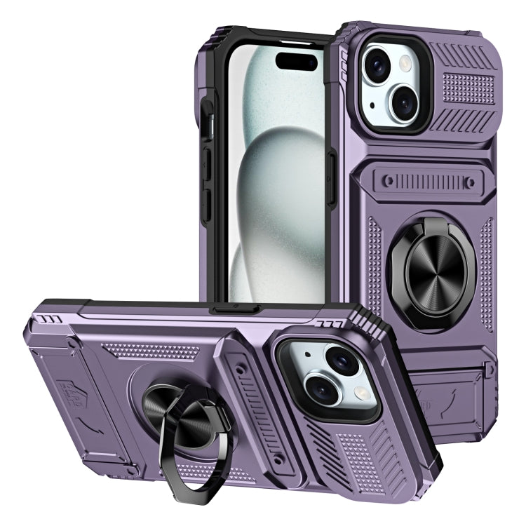 TPU+PC Shockproof Card Phone Case with Metal Ring Holder
