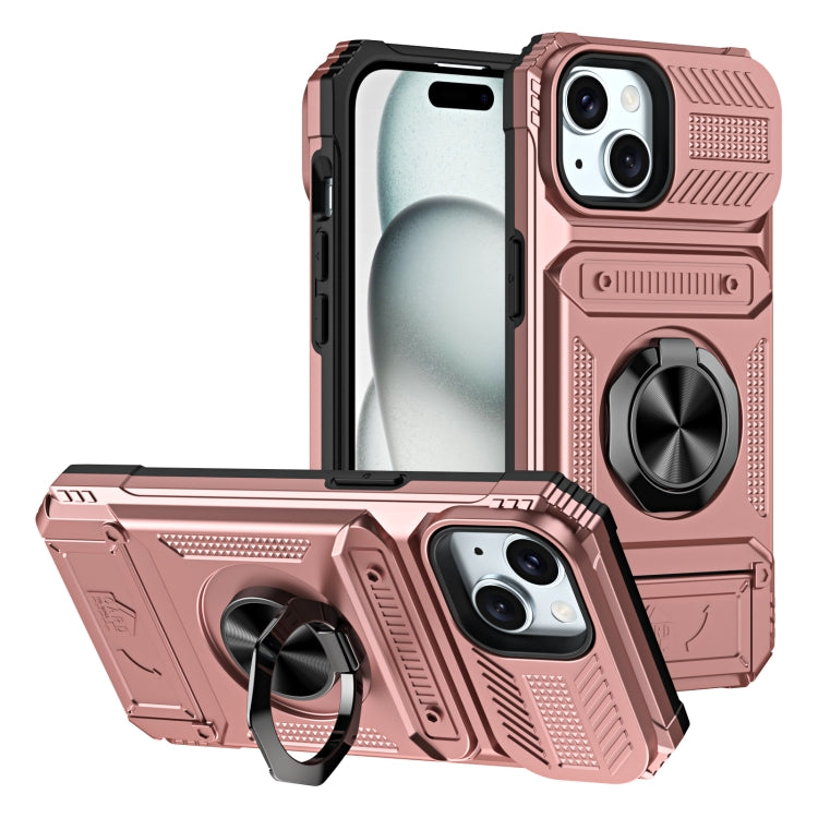 TPU+PC Shockproof Card Phone Case with Metal Ring Holder