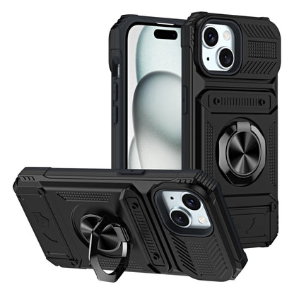 TPU+PC Shockproof Card Phone Case with Metal Ring Holder