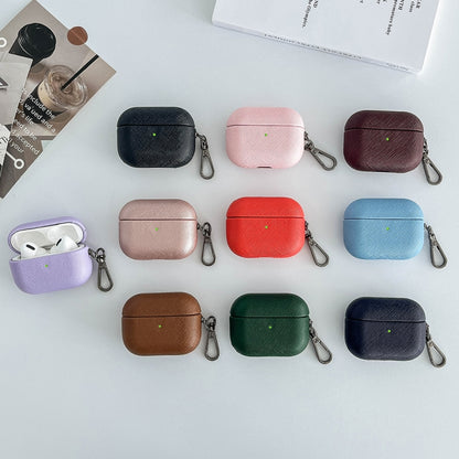 Cross Texture PU Leather Bluetooth Earphone Protective Case