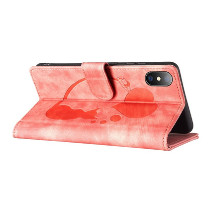 Pen Heart Cat Embossed Leather Phone Case