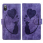 Pen Heart Cat Embossed Leather Phone Case