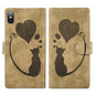 Pen Heart Cat Embossed Leather Phone Case