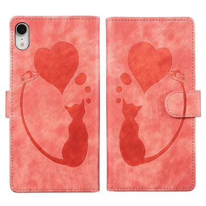 Pen Heart Cat Embossed Leather Phone Case