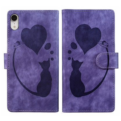 Pen Heart Cat Embossed Leather Phone Case