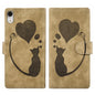 Pen Heart Cat Embossed Leather Phone Case