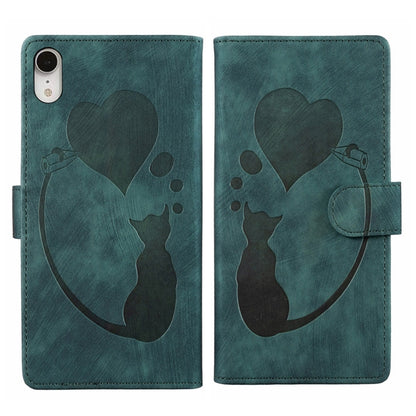 Pen Heart Cat Embossed Leather Phone Case