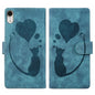 Pen Heart Cat Embossed Leather Phone Case