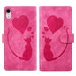 Pen Heart Cat Embossed Leather Phone Case