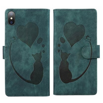 Pen Heart Cat Embossed Leather Phone Case