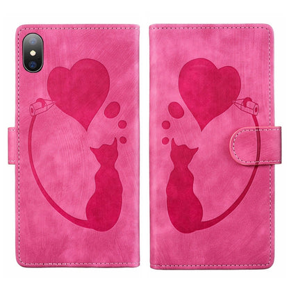 Pen Heart Cat Embossed Leather Phone Case