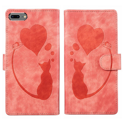 Pen Heart Cat Embossed Leather Phone Case