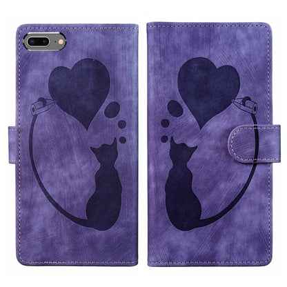 Pen Heart Cat Embossed Leather Phone Case