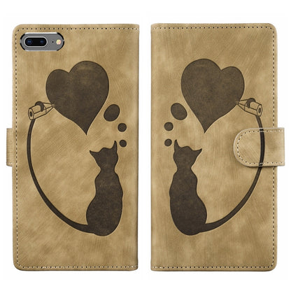 Pen Heart Cat Embossed Leather Phone Case