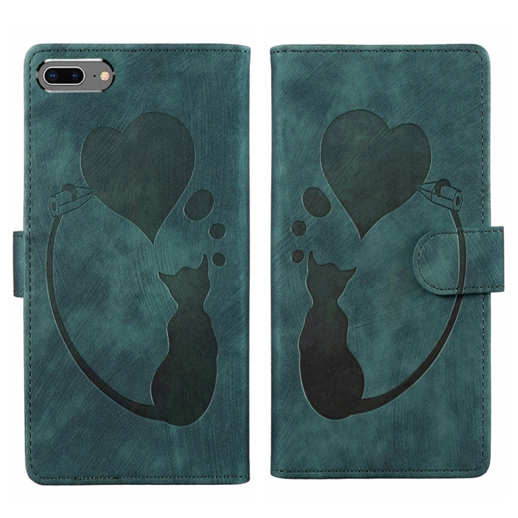 Pen Heart Cat Embossed Leather Phone Case