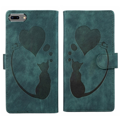 Pen Heart Cat Embossed Leather Phone Case