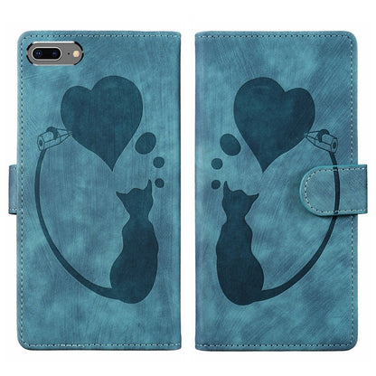 Pen Heart Cat Embossed Leather Phone Case