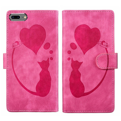 Pen Heart Cat Embossed Leather Phone Case
