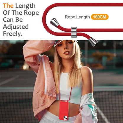 Integrated Card Bag Solid Color Liquid Silicone Phone Case with Lanyard