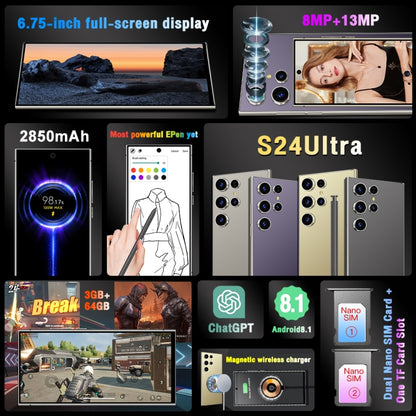 S24 Ultra / L26A, 6.75 inch Screen, Android 8.1 MTK6753 Octa Core, Network: 4G, Dual SIM