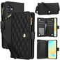 YM016 Rhombic Zipper Card Wallet Leather Phone Case with Lanyard