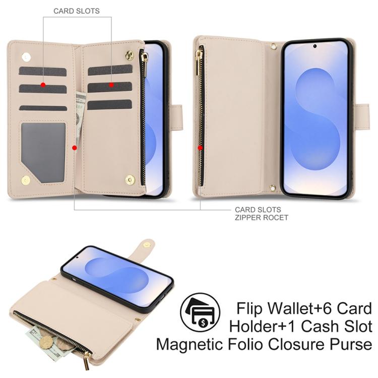 YM016 Rhombic Zipper Card Wallet Leather Phone Case with Lanyard