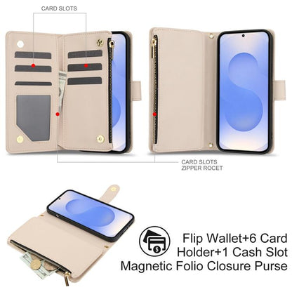 YM016 Rhombic Zipper Card Wallet Leather Phone Case with Lanyard