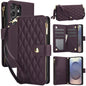 YM016 Rhombic Zipper Card Wallet Leather Phone Case with Lanyard