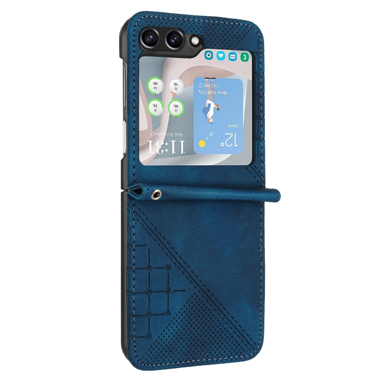 YX0080 Grid Butterfly Embossed Pattern Flip Leather Phone Case with Lanyard