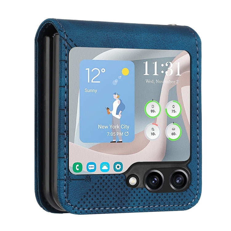 YX0080 Grid Butterfly Embossed Pattern Flip Leather Phone Case with Lanyard