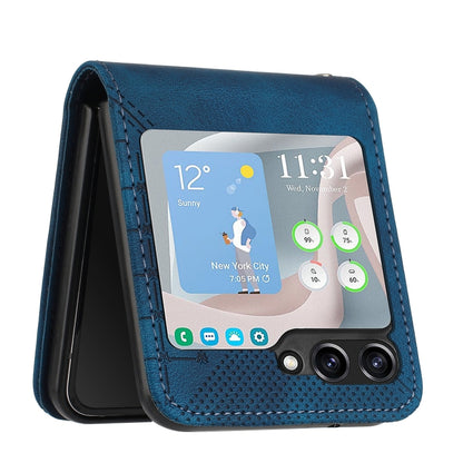 YX0080 Grid Butterfly Embossed Pattern Flip Leather Phone Case with Lanyard