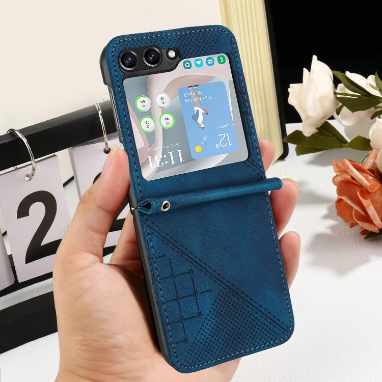 YX0080 Grid Butterfly Embossed Pattern Flip Leather Phone Case with Lanyard